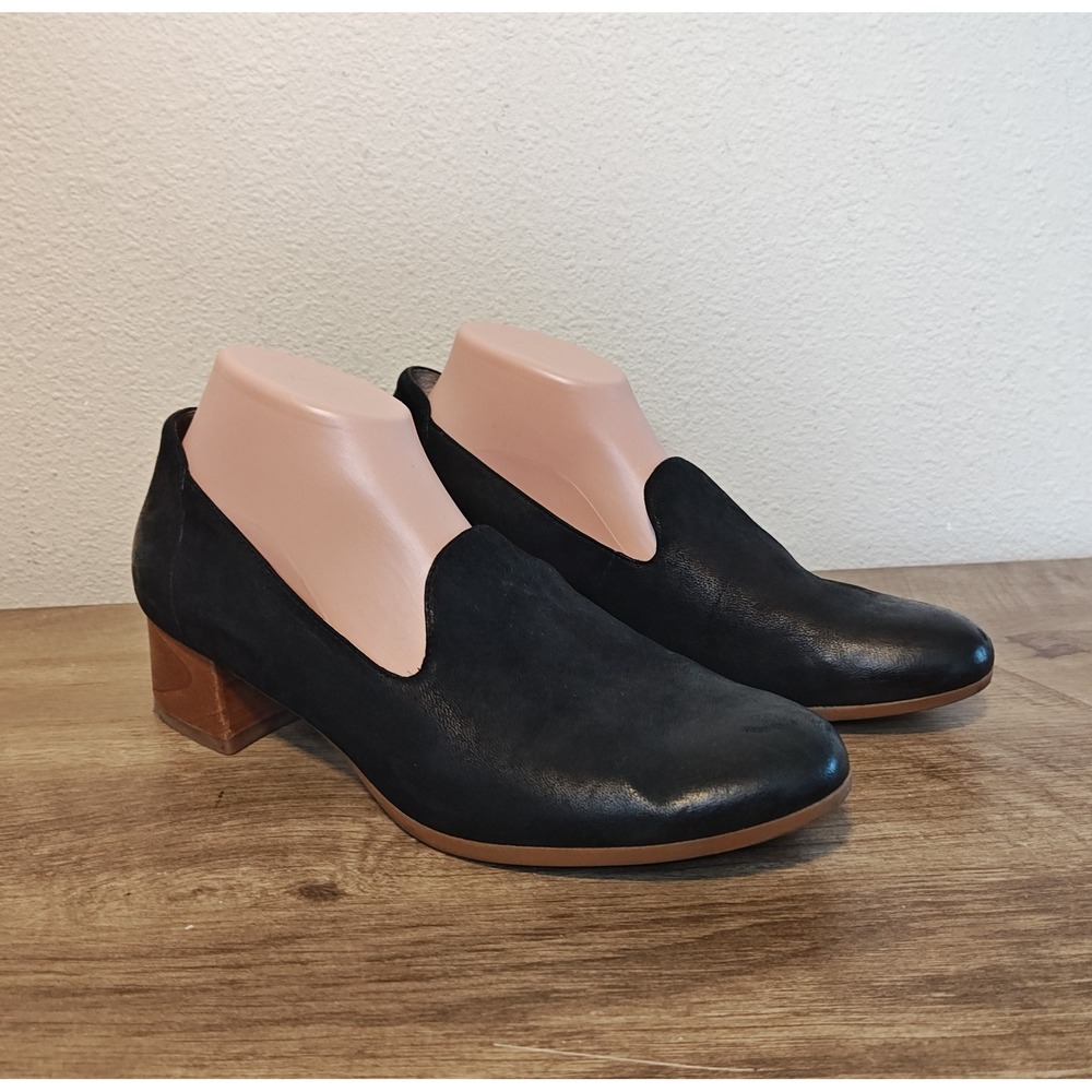 Dansko Preston Pumps Womens 41 Black Leather Wood Block Heel Round Toe Slip On